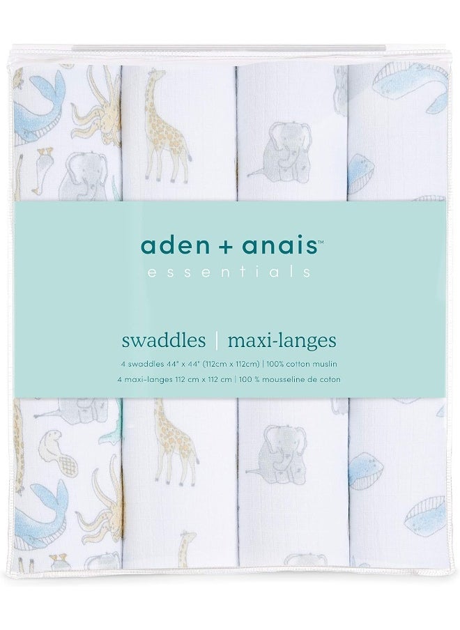 aden + anais aden + anais Swaddle Blanket, Boutique Muslin Blankets for Girls & Boys, Baby Receiving Swaddles, Ideal Newborn & Infant Swaddling Set, 4 Pack, Natural History  - Image 3