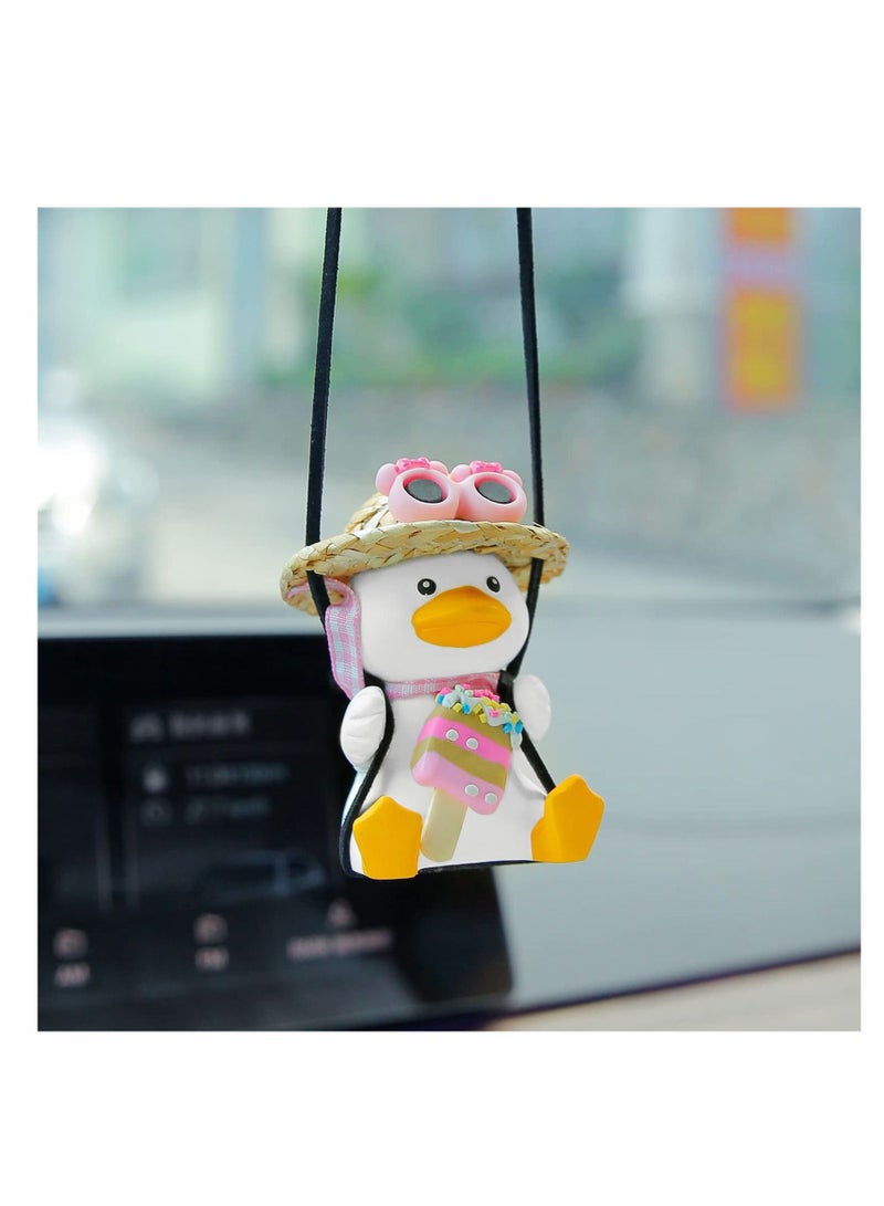 Y&D Cute Swing Duck Car Pendant Interior Rearview Mirrors Charms Ornament Room Decor for Home Indoor  - Image 1