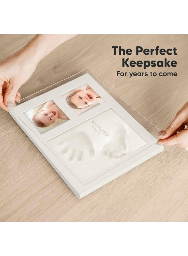 عدة بصمات يدوية وقدم للأطفال - مجموعة طين سريعة الجفاف لبصمات قدم الطفل، تذكار للمولود الجديد، إطار صورة لغرفة الأطفال للأولاد والبنات، هدايا مخصصة لحفلات استقبال المولود ولقوائم الهدايا، هدية للأمهات الجدد (أبيض جبلي) (مفرد) - Image 5