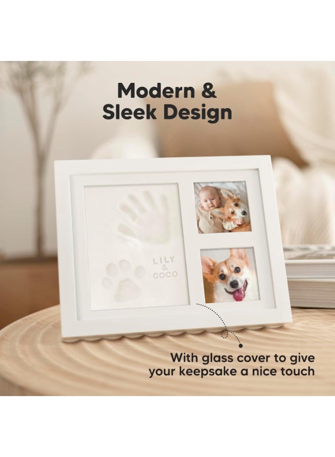 عدة بصمات يدوية وقدم للأطفال - مجموعة طين سريعة الجفاف لبصمات قدم الطفل، تذكار للمولود الجديد، إطار صورة لغرفة الأطفال للأولاد والبنات، هدايا مخصصة لحفلات استقبال المولود ولقوائم الهدايا، هدية للأمهات الجدد (أبيض جبلي) (مفرد) - Image 4