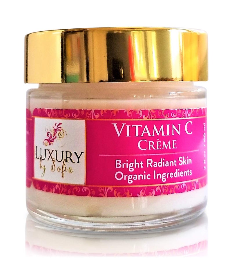 Luxury by Sofia Organic Vitamin C Moisturizing Face Cream  Bright Fresh Radiant  Youthful Complexion  Boost Collagen Reduce Appearance of Wrinkles Fine Lines Discolorations  Sun Spots 
