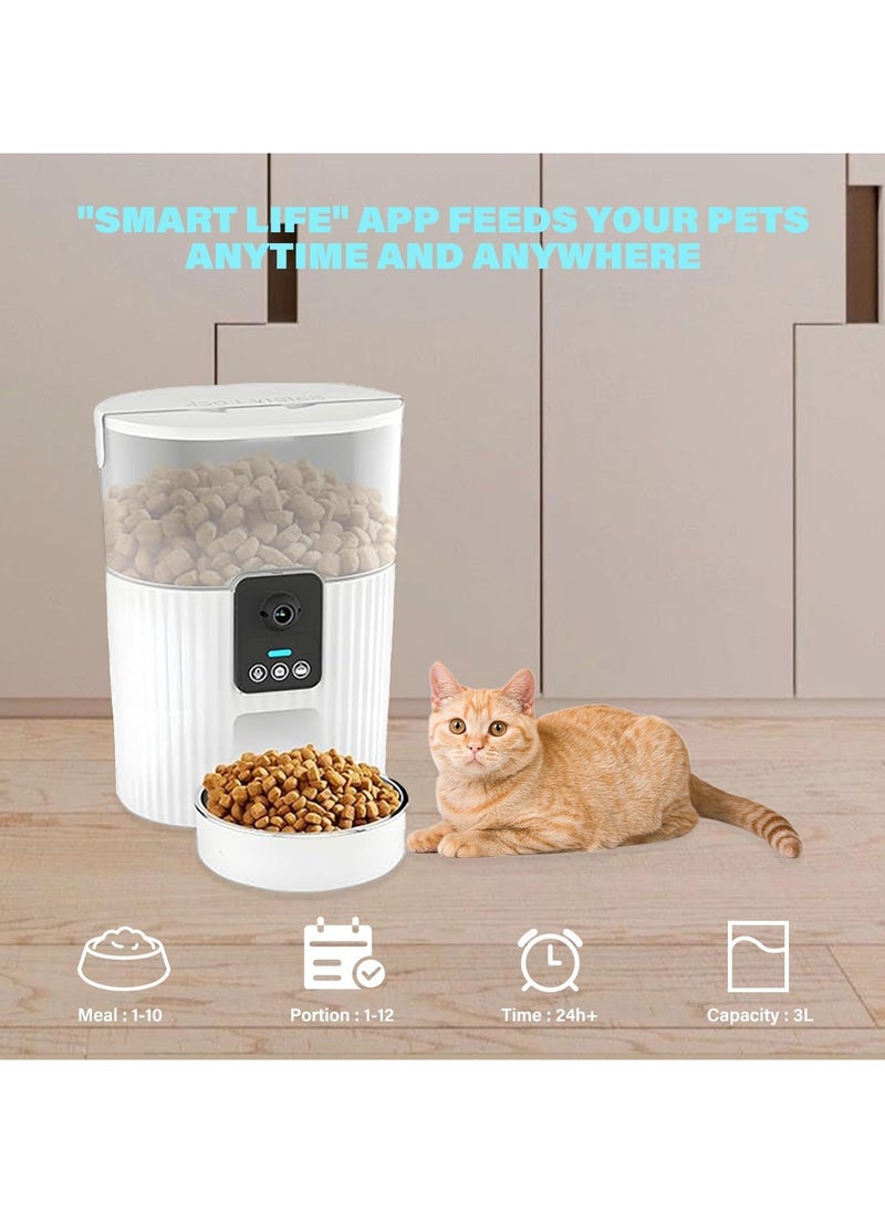 XVersion - Automatic Cat Feeder with Camera App 3L WiFi Cat Food Dispenser for Cats & Dogs, Smart Timed Cat Feeder Automatic Pet Feeder w/Portion Control,Stainless Steel Cat Bowl and Dual Power (15Cup) - Image 1