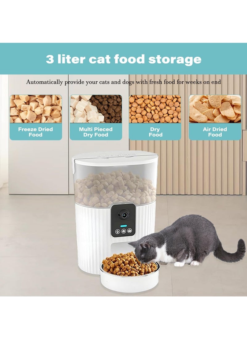 XVersion - Automatic Cat Feeder with Camera App 3L WiFi Cat Food Dispenser for Cats & Dogs, Smart Timed Cat Feeder Automatic Pet Feeder w/Portion Control,Stainless Steel Cat Bowl and Dual Power (15Cup) - Image 1