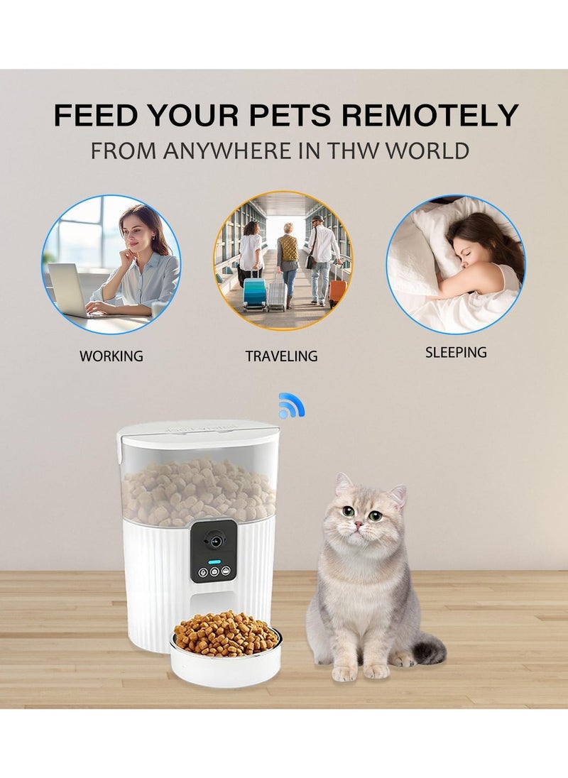 XVersion - Automatic Cat Feeder with Camera App 3L WiFi Cat Food Dispenser for Cats & Dogs, Smart Timed Cat Feeder Automatic Pet Feeder w/Portion Control,Stainless Steel Cat Bowl and Dual Power (15Cup) - Image 1