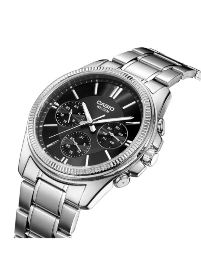 CASIO Men Chronograph Dress Watch- MTP-1375D-1A - 42 mm - Silver - Image 3