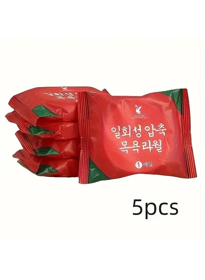 5 Pcs Compressed Towels Thick Large Individually Wrapped Travel Essentials - Image 1
