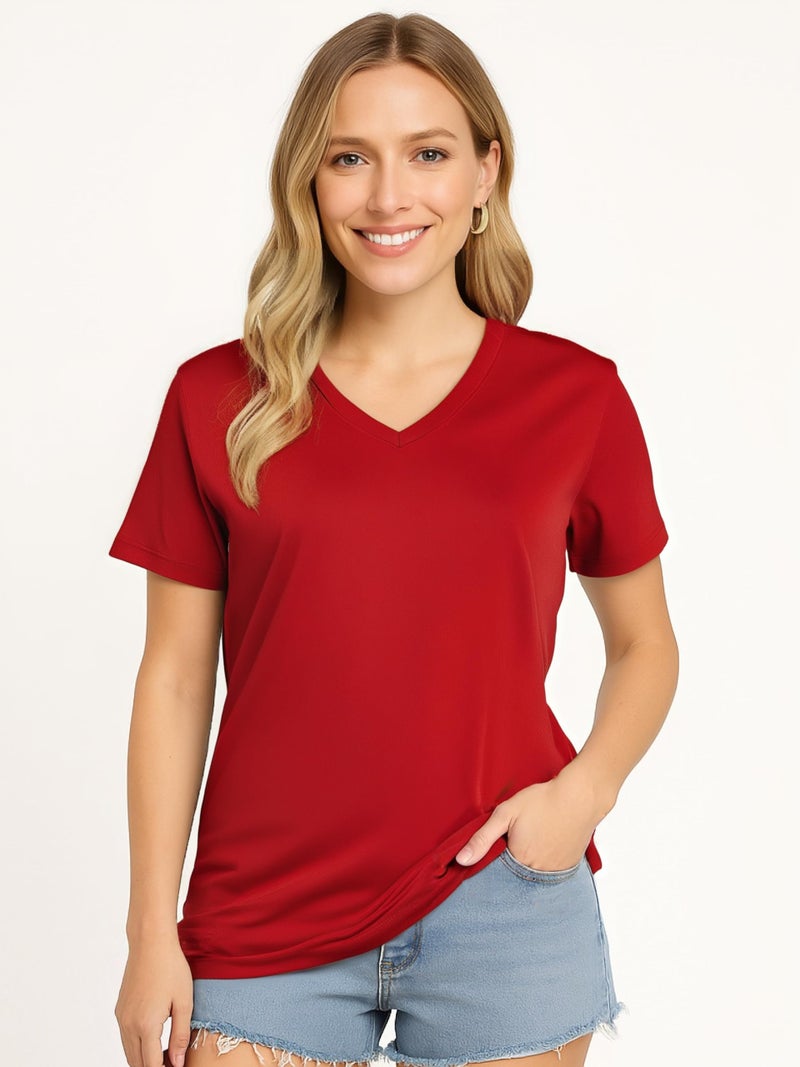 Opna Women's Short Sleeve Moisture Wicking Athletic Shirts Red - Image 2