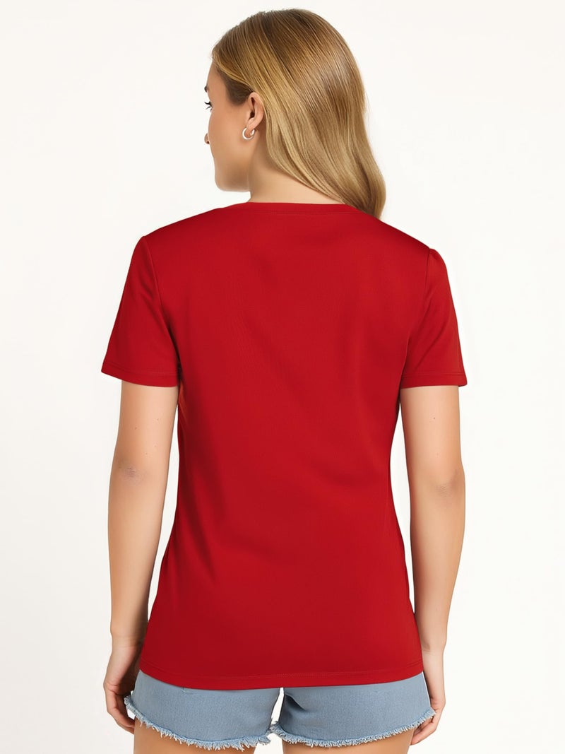 Opna Women's Short Sleeve Moisture Wicking Athletic Shirts Red - Image 3