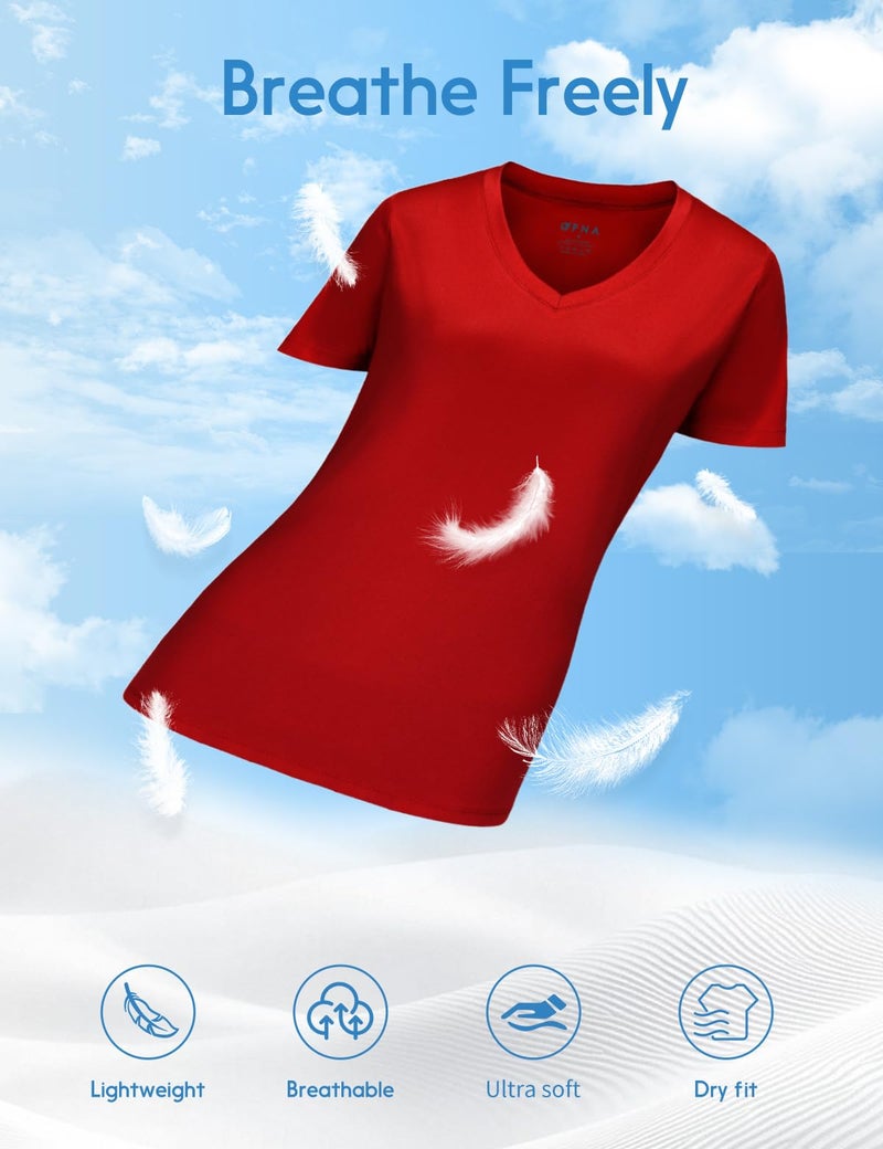 Opna Women's Short Sleeve Moisture Wicking Athletic Shirts Red - Image 4