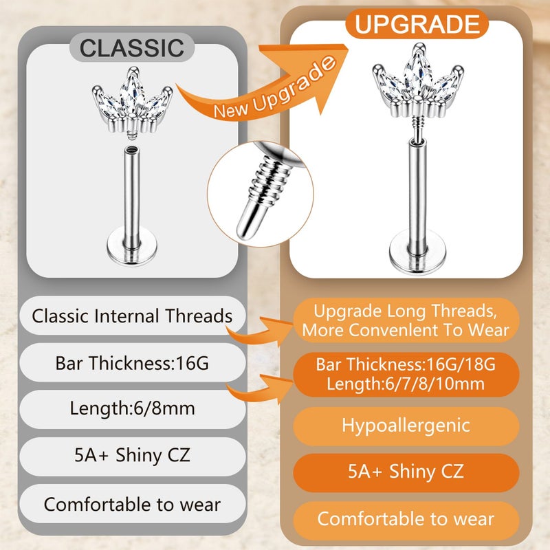 YADOCA 16G 18G Tragus Earrings for Women Flat Back Hypoallergenic Surgical Stainless Steel Cartilage Earrings Daith Conch Helix Medusa Nose Piercing Jewelry Flatback Gold Stud Earrings Set 6 7 8 10 MM - Image 3