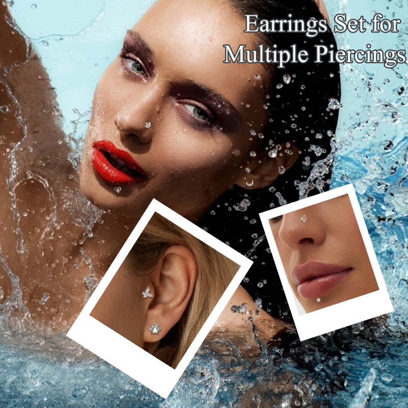 YADOCA 16G 18G Tragus Earrings for Women Flat Back Hypoallergenic Surgical Stainless Steel Cartilage Earrings Daith Conch Helix Medusa Nose Piercing Jewelry Flatback Gold Stud Earrings Set 6 7 8 10 MM - Image 5