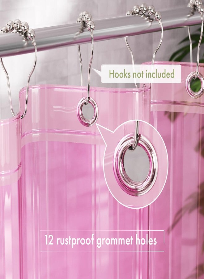 AmazerBath Extra Long Shower Curtain Liner, Clear Pink Shower Liner 84 Inches Long, 72x84 Plastic Shower Curtain Liners, Cute Tall Shower Liner, PEVA Bathroom Shower Curtain Liners & 3 Magnets - Image 3