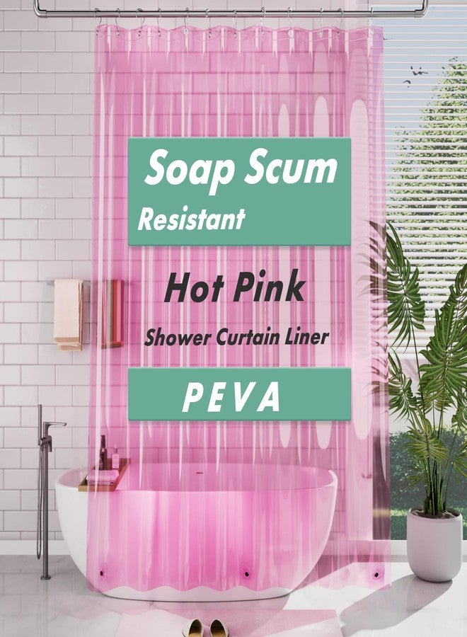 AmazerBath Extra Long Shower Curtain Liner, Clear Pink Shower Liner 84 Inches Long, 72x84 Plastic Shower Curtain Liners, Cute Tall Shower Liner, PEVA Bathroom Shower Curtain Liners & 3 Magnets - Image 1
