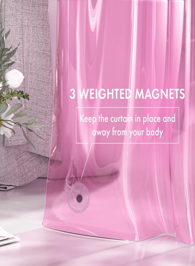 AmazerBath Extra Long Shower Curtain Liner, Clear Pink Shower Liner 84 Inches Long, 72x84 Plastic Shower Curtain Liners, Cute Tall Shower Liner, PEVA Bathroom Shower Curtain Liners & 3 Magnets - Image 5