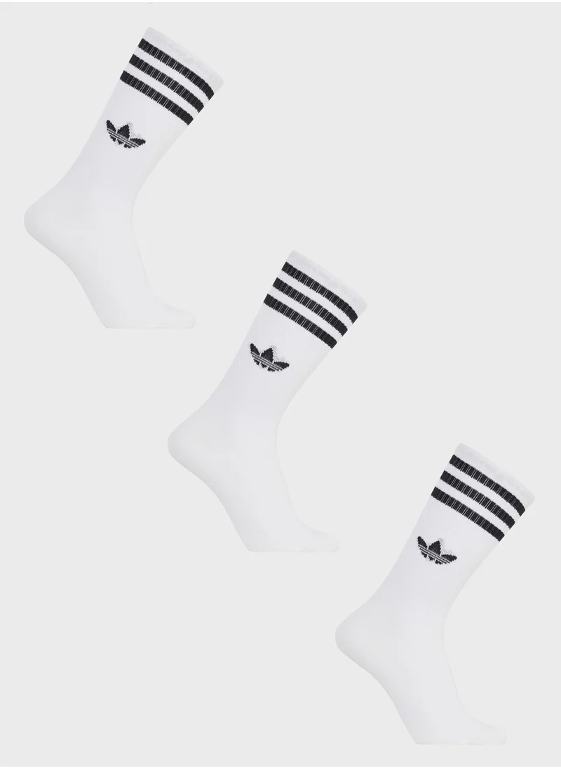 adidas Originals 3 Pairs Solid Crew Socks