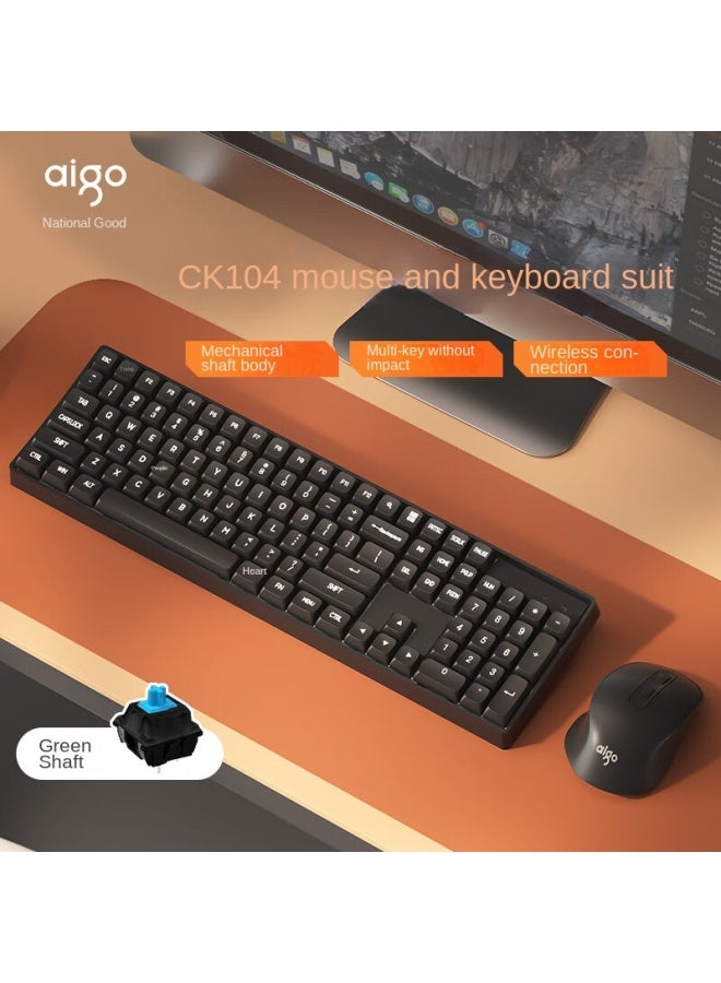 آيجو لوحة مفاتيح وموس ميكانيكي لاسلكي 2.4 جيجاهرتز، تشغيل فوري، N-key Rollover، ميكانيكي حقيقي - Image 1