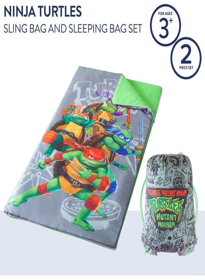 Idea Nuova Teenage Mutant Ninja Turtles: Mutant Mayhem Slumber Set with Sleeping Bag & Sling Bag, Comfortable Kids Sleepover & Travel Set - Image 2