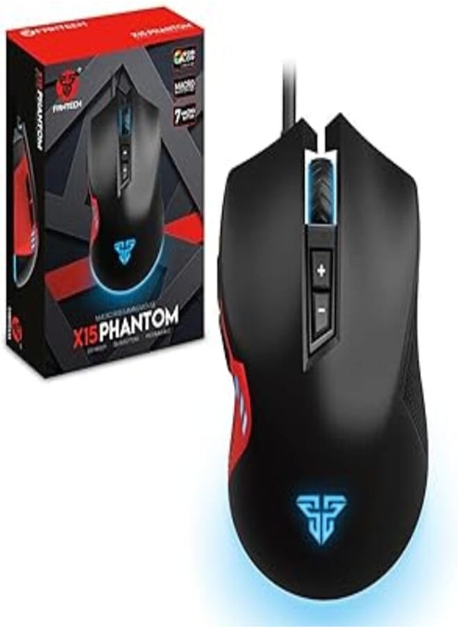 FANTECH - Fantech Phantom X15 RGB Gaming Mouse with Optical Sensor 4800 Dpi, 7 Programmable Buttons, 10 Million Clicks Lifetime, Macro Support - Image 1