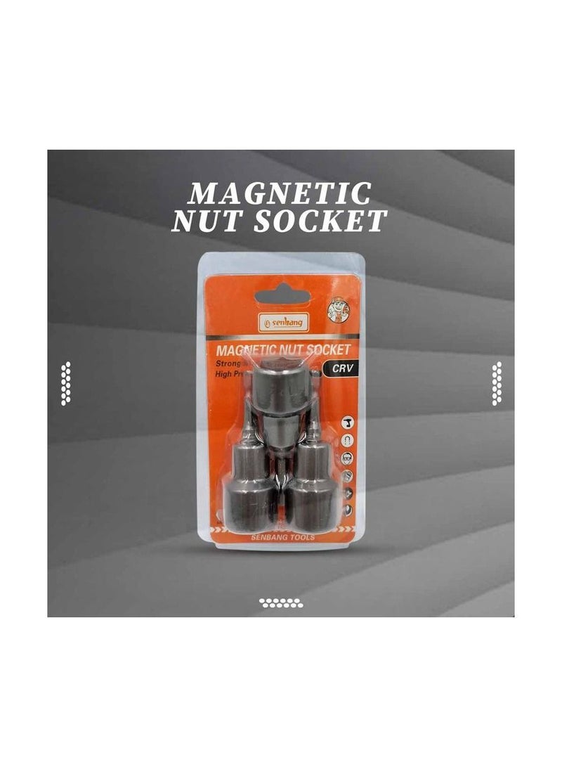 17mm Drill Nut Socket Magnetic Nut Socket For Drill Strong Magnetic - Chromium-vanadium CRV 3 Pcs Set  - Image 1