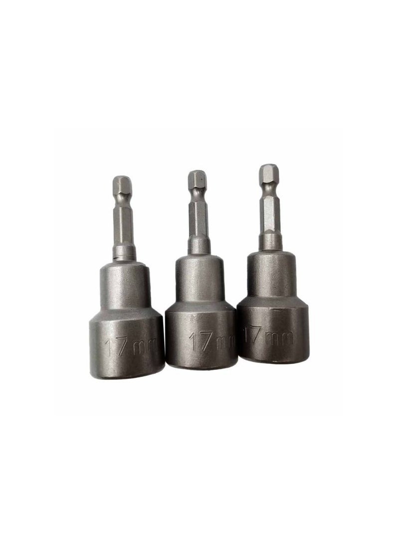 17mm Drill Nut Socket Magnetic Nut Socket For Drill Strong Magnetic - Chromium-vanadium CRV 3 Pcs Set  - Image 2