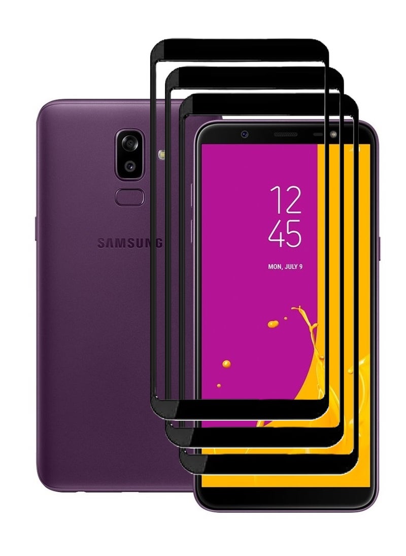 AINA 3 Pieces Tempered Glass Screen Protector 5D Designed For Samsung Galaxy J8 Full Glue Edge to Edge Full Screen Coverage And Bubble Free - Image 1