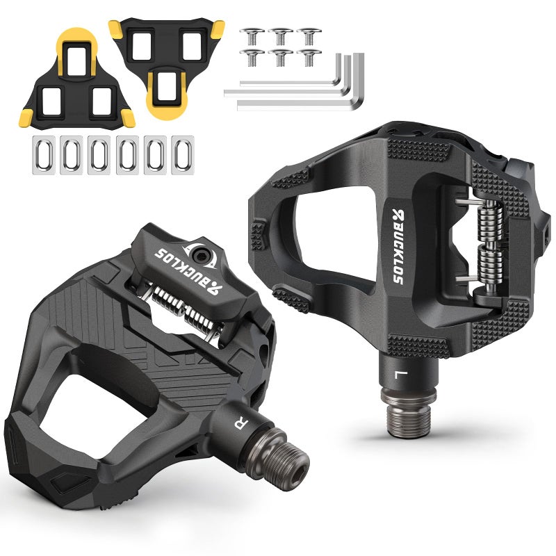 BUCKLOS SPD-SL Pedals Road Bike Clipless Flat Combo Dual Sides Pedal Compatible with Shimano Cleats-Carbon Fiber Sealed Bearing Bicycle Pedals Ride with Sneakers/Cycling Shoes - Image 1