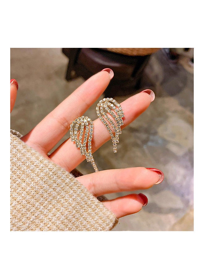 NIBEMINENT Fashion Feather Imitation Crystal Simple Earrings 
