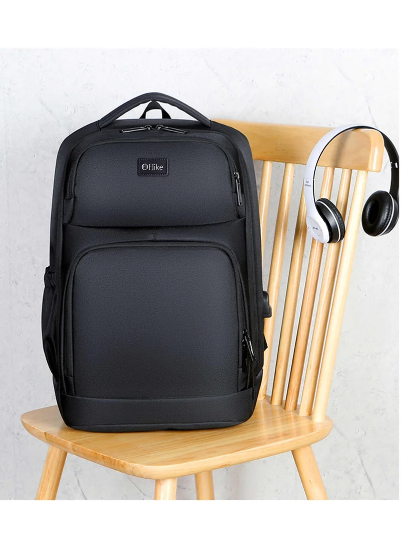 Hike  Premium Expandable Casual Backpack Water Resistant Laptop Daypack with Built in USB Port and Separate Laptop Compartment for Men and Women, HKY2206, Black  | Best Price UAE
