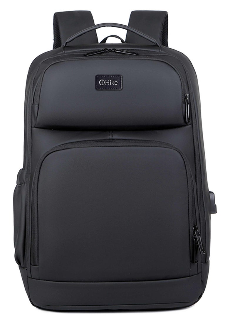 هايك Premium Expandable Casual Backpack Water Resistant Laptop Daypack with Built in USB Port and Separate Laptop Compartment for Men and Women, HKY2206- Black - Image 3