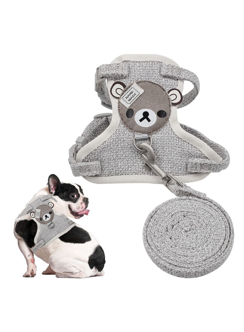SYOSI Small Dog Harnesses, Adjustable Soft Padded Pet Vest Harness and Lead Set for Puppy Cat Rabbit Small Pets, for Extra-Small/Small Medium Dogs, in Dog/Cat Harness and Leash Set for Walking(Grey,S) - Image 1