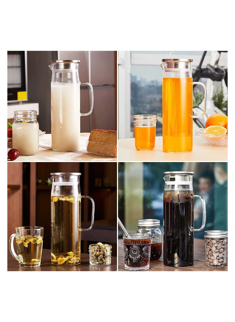 GGEROU Glass Carafes Glasses Water Jug Container Water Pitcher With stainless steel cover 1.5L  - Image 5