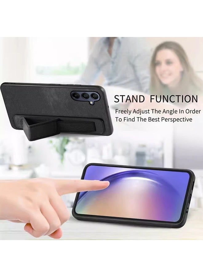 X-level Samsung Galaxy A15 4g/5g Case with Adjustable Wristband Strap Kickstand,handstrap Grip Loop Strap Leather Cover Protective Cell Phone Accessory for for Samsung Galaxy A15 5G, Black - Image 1