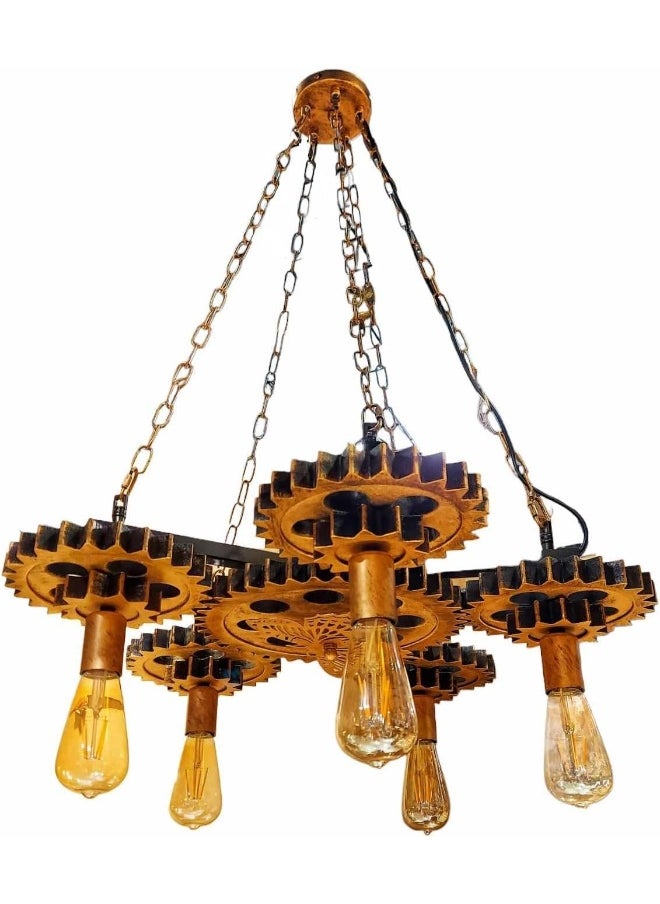 Generic Gold Chandelier, Retro Chandeliers, Chandeliers Wind Industry Network Cafe Bar Barber Shop Clothing Creative Personality Decoration Lighting Gear  - Image 1