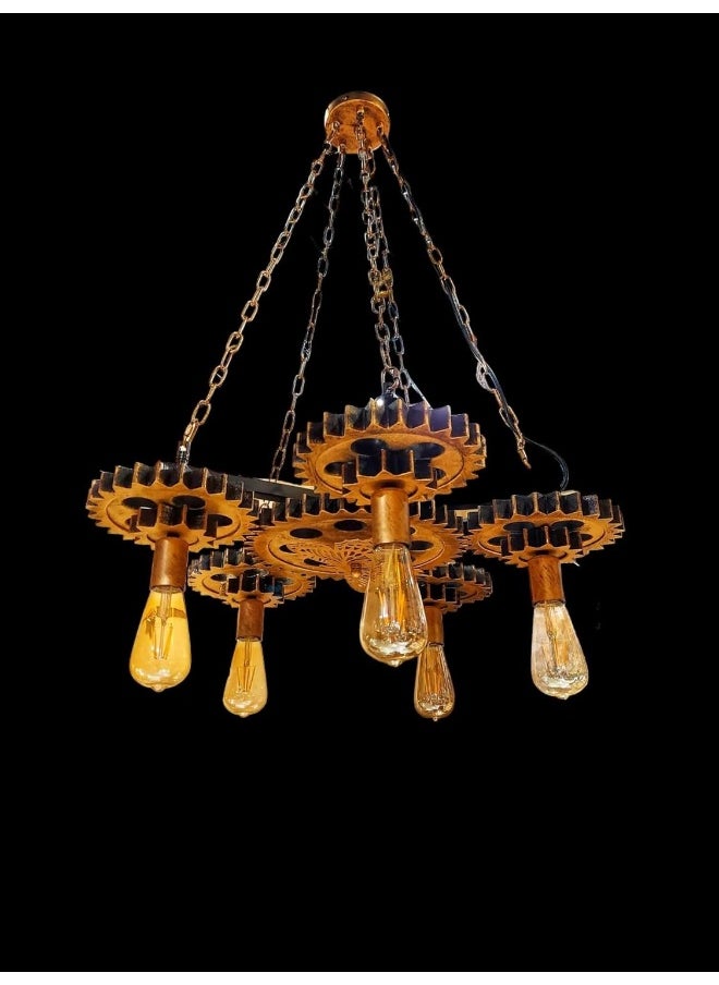 Generic Gold Chandelier, Retro Chandeliers, Chandeliers Wind Industry Network Cafe Bar Barber Shop Clothing Creative Personality Decoration Lighting Gear  - Image 2
