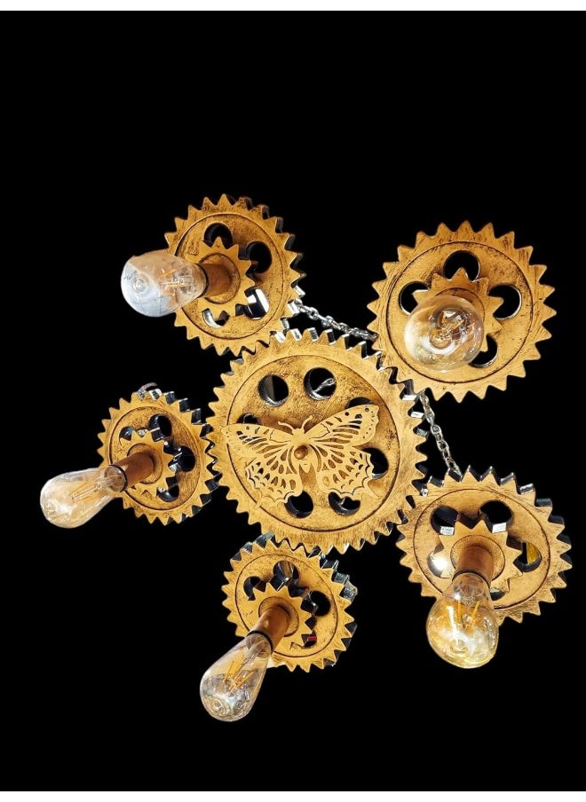 Generic Gold Chandelier, Retro Chandeliers, Chandeliers Wind Industry Network Cafe Bar Barber Shop Clothing Creative Personality Decoration Lighting Gear  - Image 3