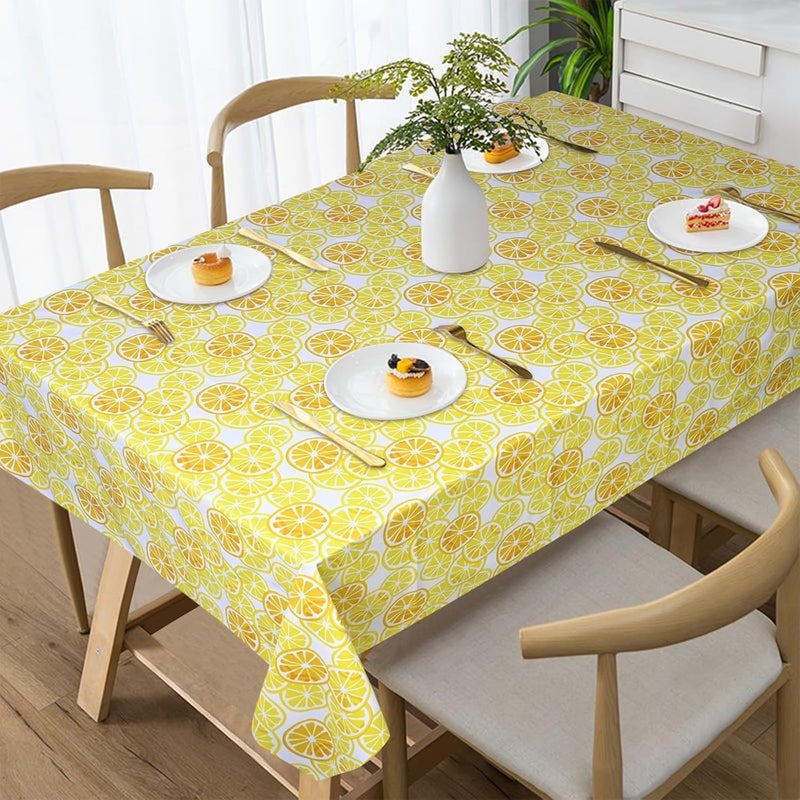 Wings Star Premium Dining Table Cover for 6 to 8 Seater, 60 x 90 inch Size, Waterproof and Dustproof (60x90 inch- 6-8 Seater) Lemons & Orange Design - Image 3