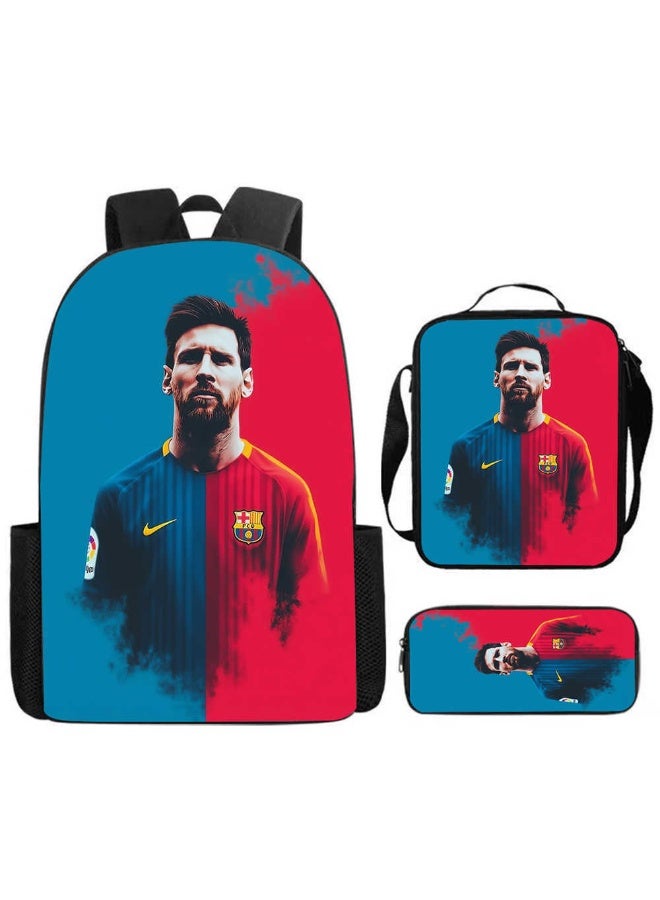 Messi backpack pencil case satchel three-piece suit men's and women's leisure sports travel backpack student school backpack - Image 1