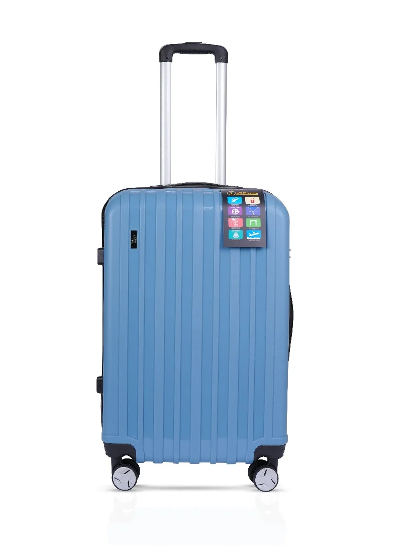 MNUK Viator Check-in Luggage- 24 Inch | Hard-side Smooth and comfortable Luggage Trolley with TSA Lock | PP Material| Double 360° 4 Wheeler| Medium- Blue