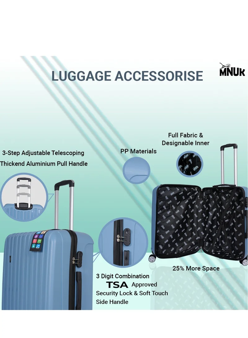 MNUK Viator Check-in Luggage- 24 Inch | Hard-side Smooth and comfortable Luggage Trolley with TSA Lock | PP Material| Double 360° 4 Wheeler| Medium- Blue