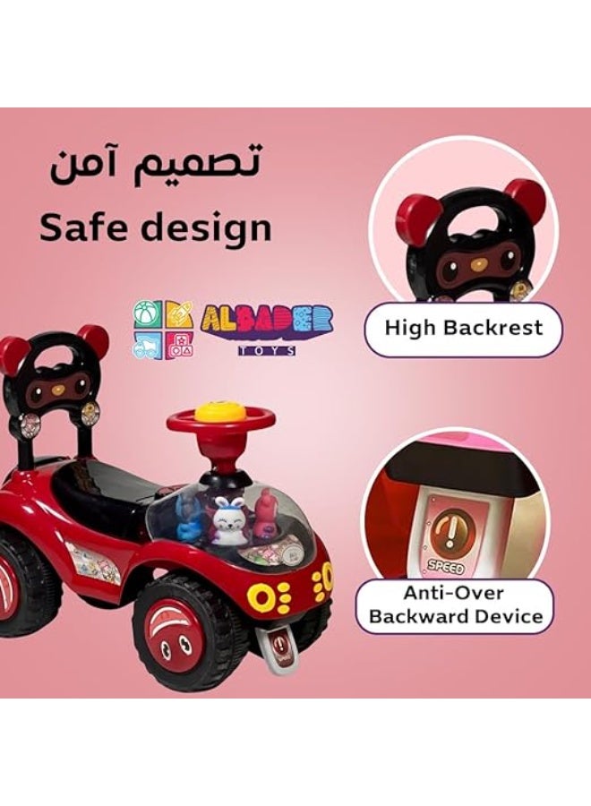 البدر سيارة دفع للاطفال الصغار من البدر، سيارة اطفال مع موسيقى واضواء، العاب سياره دفع للاطفال، العاب ركوب مع عجلة القيادة، مناسبة للاولاد والبنات من سن 1.5 الى 4 سنوات  - Image 5