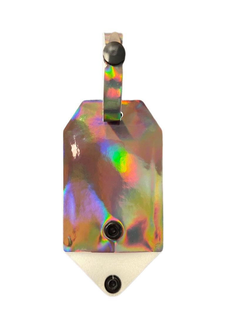 Generic Faux Leather Luggage Tag Handmade Holographic Dare to Travel  - Image 2