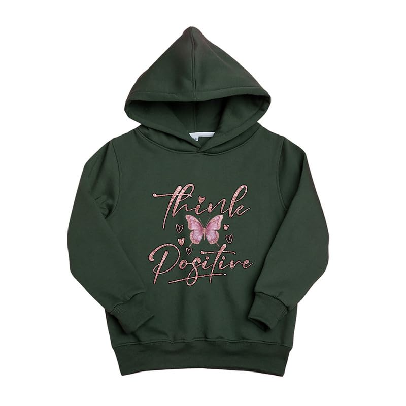 Nusyl Girl's Polyester Neck Hooded Sweatshirt (NUUCSWT0842.27_Olive - Image 1