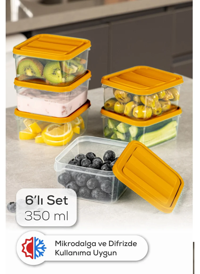 Vienev Set of 6 350 ml Fridge Freezer Organizer Microwave and Freezer Suitable Storage Container Orange