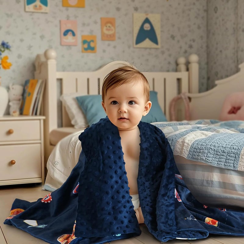 PHF بطانية بيبي مينيكي من PHF للفتيات بطبقتين وظهر مزخرف مريح، بطانية استقبال ناعمة وخفيفة الوزن قابلة للعكس للمواليد، الرضع، الأطفال، 30x40 بوصة، فضاء - Image 3