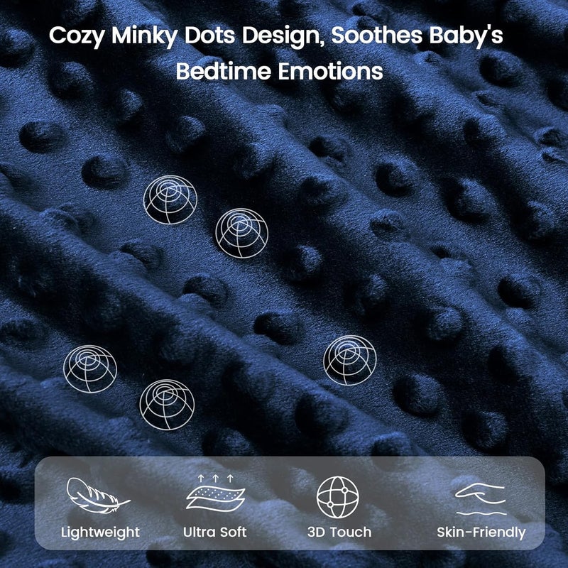PHF بطانية بيبي مينيكي من PHF للفتيات بطبقتين وظهر مزخرف مريح، بطانية استقبال ناعمة وخفيفة الوزن قابلة للعكس للمواليد، الرضع، الأطفال، 30x40 بوصة، فضاء - Image 2