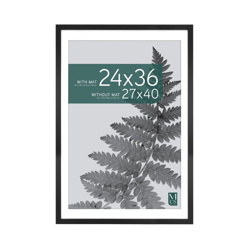 MCS Studio Gallery 27x40 Matted Poster Frame with 24x36 Picture Display, Black Woodgrain Engineered Wood Vertical & Horizontal Wall Hanging Large Picture Frame for Photos, Posters & Art Prints (1-Pack) - Image 1