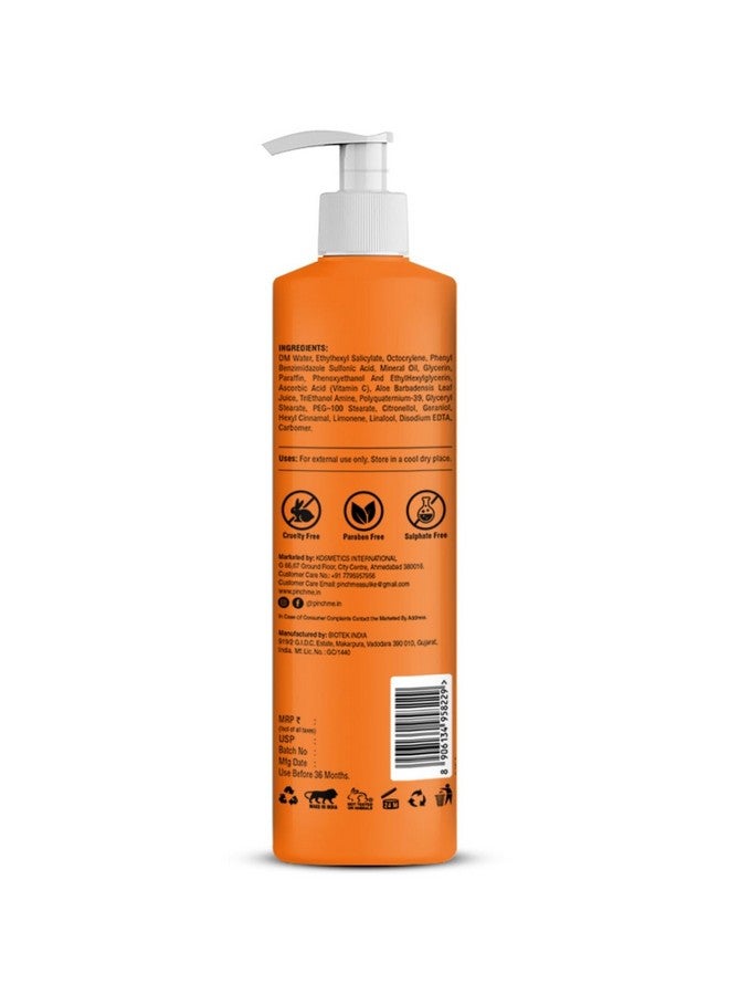 Pinch Me لوشن الجسم المضيء الخفيف للغاية من بينش مي، SPF 25+، فيتامين C، جلسرين وصبار، 400 مل. لوشن مغذي عميق للجسم للنساء والرجال، للبشرة الجافة | بشرة ناعمة وصحية المظهر | ترطيب لمدة 12 ساعة | يخفف، ينعم البشرة الخشنة والمطبات، بشرة ناعمة ومتألقة | لجميع الفصول - Image 4