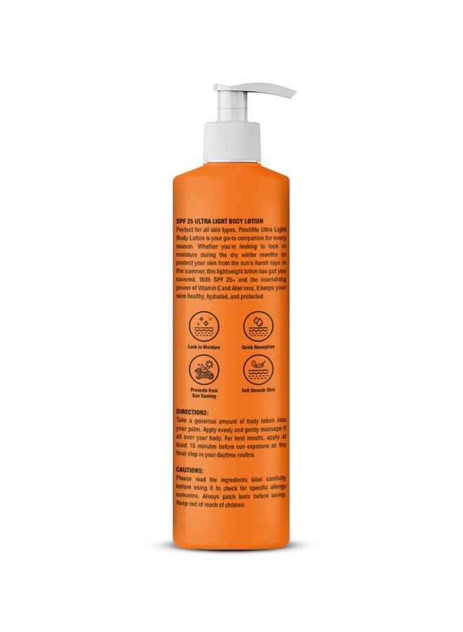Pinch Me لوشن الجسم المضيء الخفيف للغاية من بينش مي، SPF 25+، فيتامين C، جلسرين وصبار، 400 مل. لوشن مغذي عميق للجسم للنساء والرجال، للبشرة الجافة | بشرة ناعمة وصحية المظهر | ترطيب لمدة 12 ساعة | يخفف، ينعم البشرة الخشنة والمطبات، بشرة ناعمة ومتألقة | لجميع الفصول - Image 2