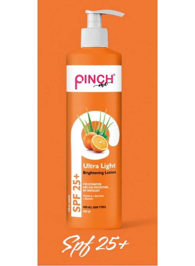 Pinch Me لوشن الجسم المضيء الخفيف للغاية من بينش مي، SPF 25+، فيتامين C، جلسرين وصبار، 400 مل. لوشن مغذي عميق للجسم للنساء والرجال، للبشرة الجافة | بشرة ناعمة وصحية المظهر | ترطيب لمدة 12 ساعة | يخفف، ينعم البشرة الخشنة والمطبات، بشرة ناعمة ومتألقة | لجميع الفصول - Image 3