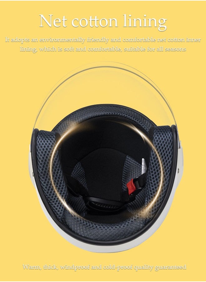 Open Face Helmet, Anti Fog And Thermal Insulation Motorcycle Helmet，Scooter Helmet With Detachable Goggles,Adjustable Lock Buckle, Shock And Fall Resistant, Suitable For Both Men And Women，Suitable For Head Circumference Of 55-60cm